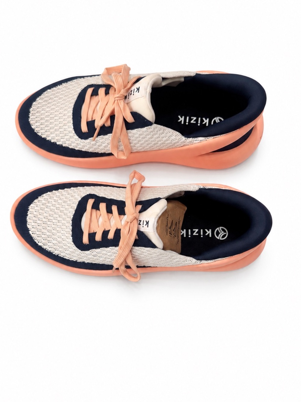 Like New Kizik Roamer Hands Free, Step-in Sneaker White / Pink /Navy W 10.5